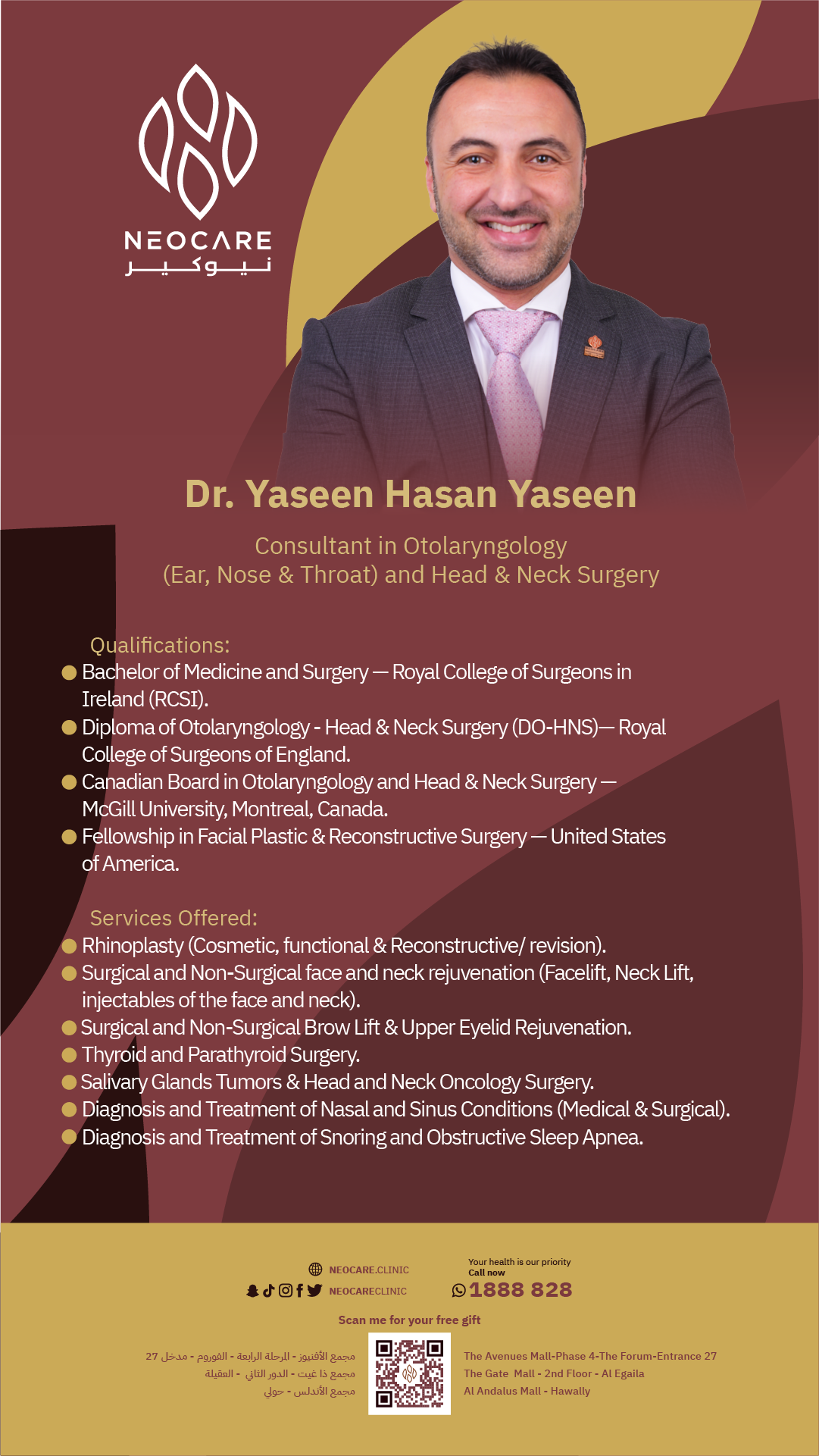 Dr. Yaseen Hasan Yaseen – physician story card, NEOCARE Clinic Kuwait (English)